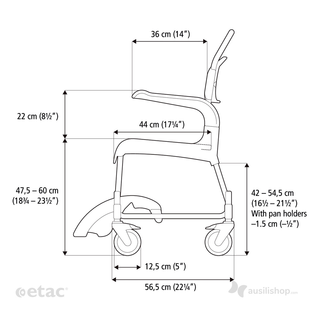 Sedia a Rotelle da doccia e wc ETAC CLEAN - Ortopedia24